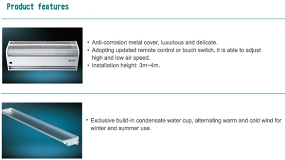 High Efficiency 36 Inch Hot Water Air Curtain , Water Warm Heating Air Curtain