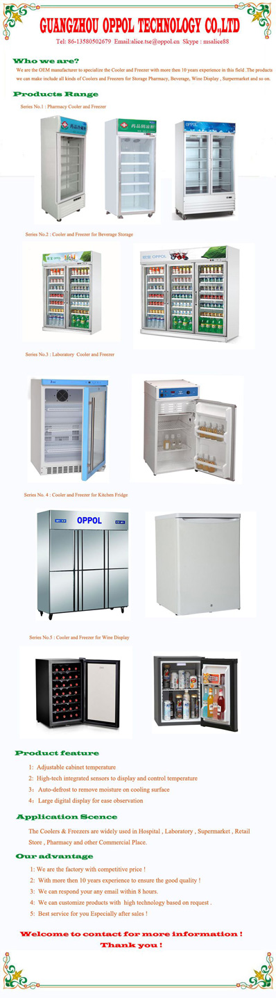 OP-614 Low Temperature Single Glass Door Portable Mini Hotel Fridge