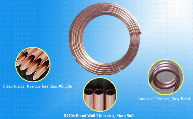 R410A Rated Soft Annealed Refrigeration Copper Tube